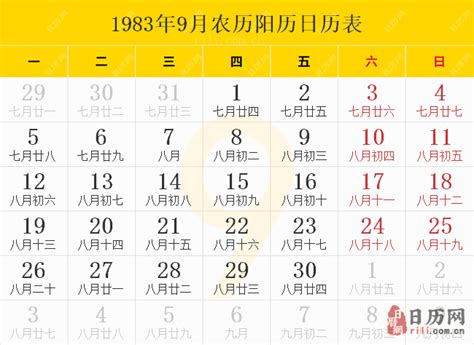 1983年是什么年|1983年日历表,1983年农历表（阴历阳历节日对照表）